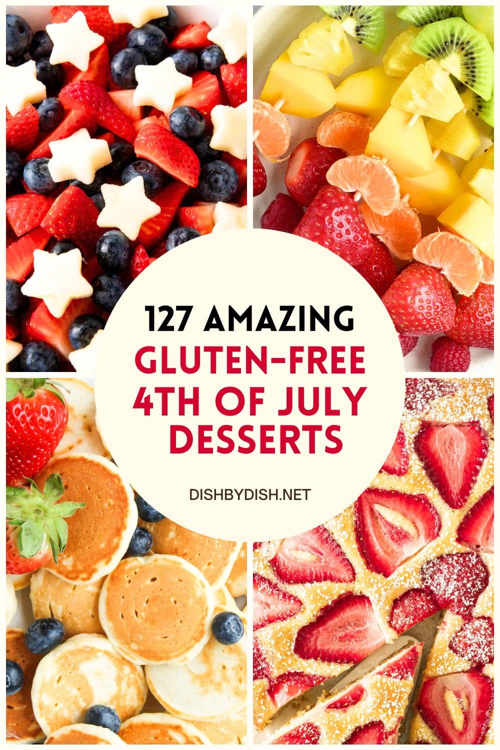 Collage of images of 4th of july desserts