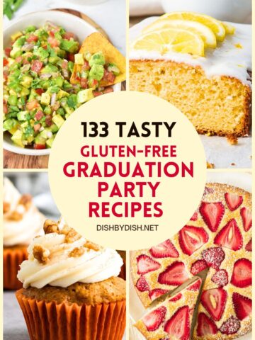 Collage of images of cakes and guacamole