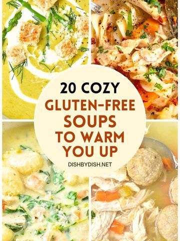 Collage of images of soups