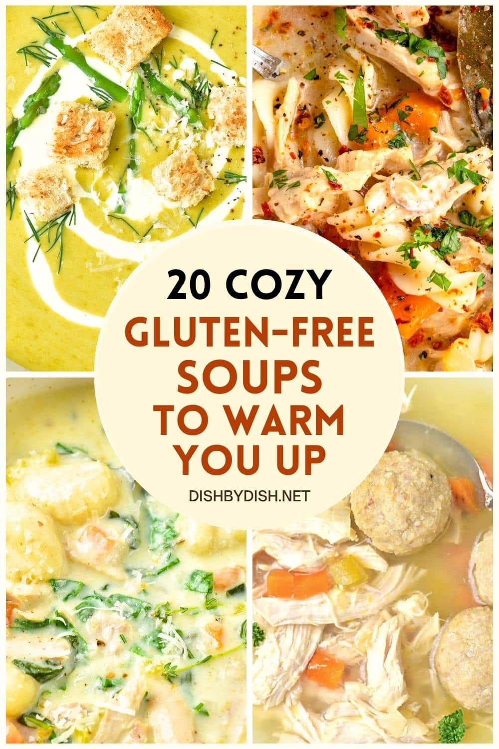 Collage of images of soups