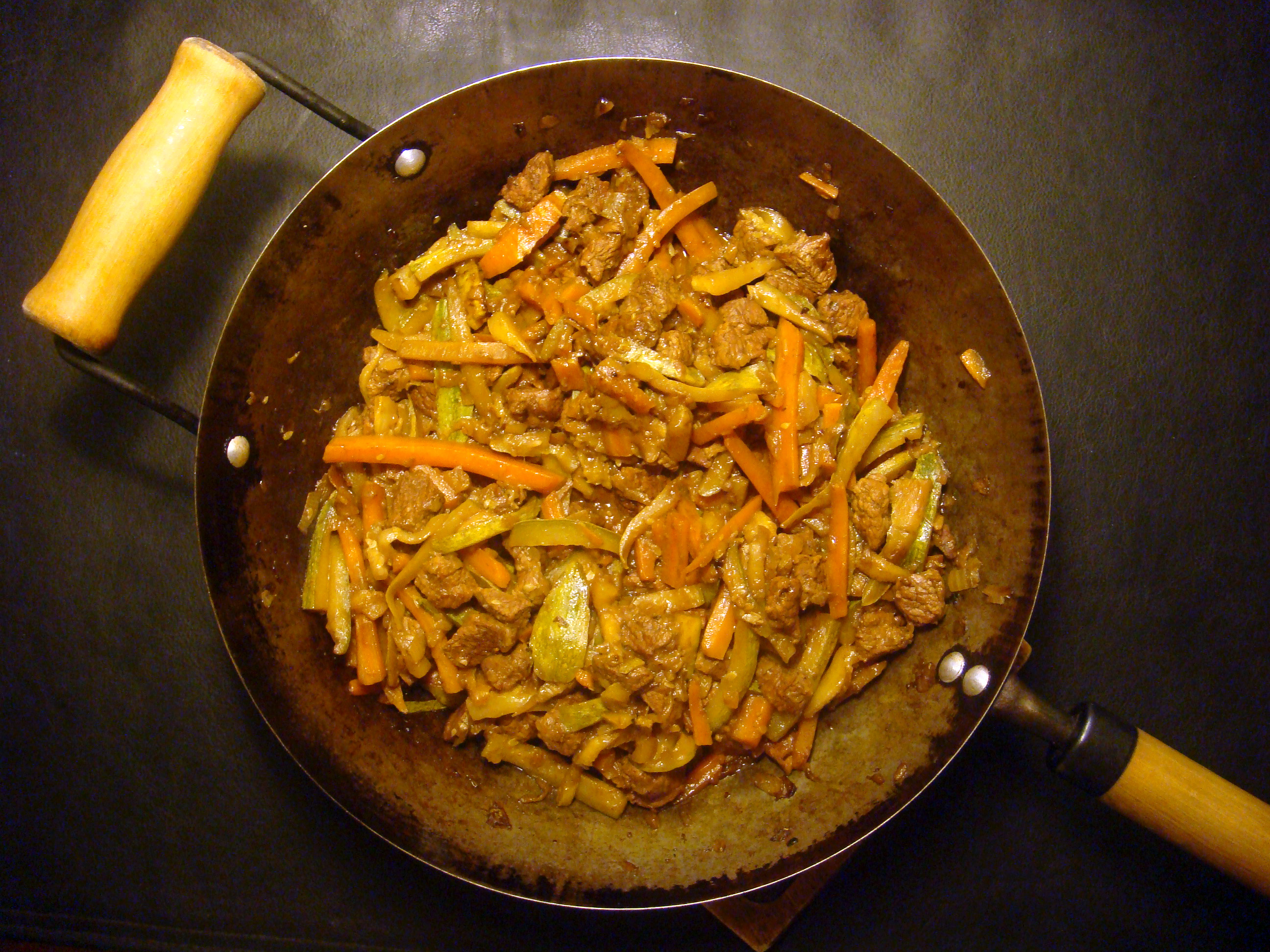 Stir-fried beef, carrots & zucchini2