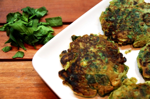 spring onion & spinach pancakes
