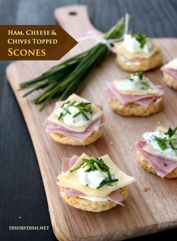 Ham, Cheese & Chives Topped Scones