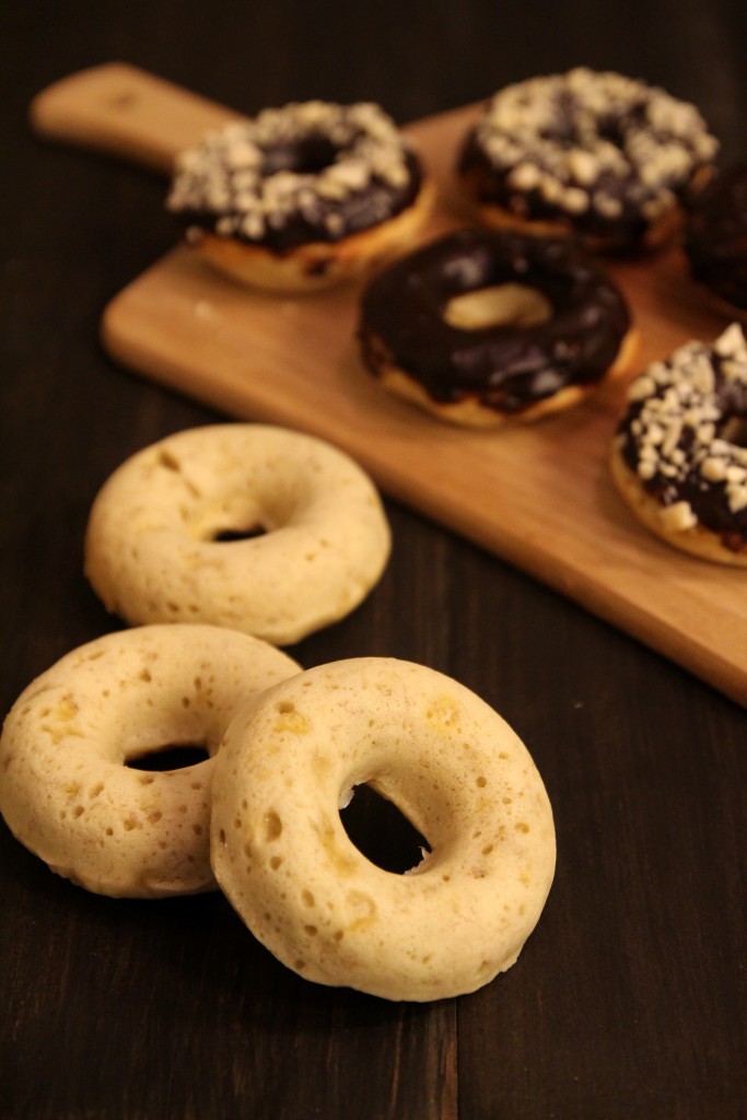 Baked Banana Doughnuts with Chocolate Glaze and Almonds11