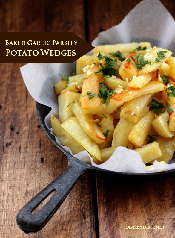Baked Garlic Parsley Potato Wedges