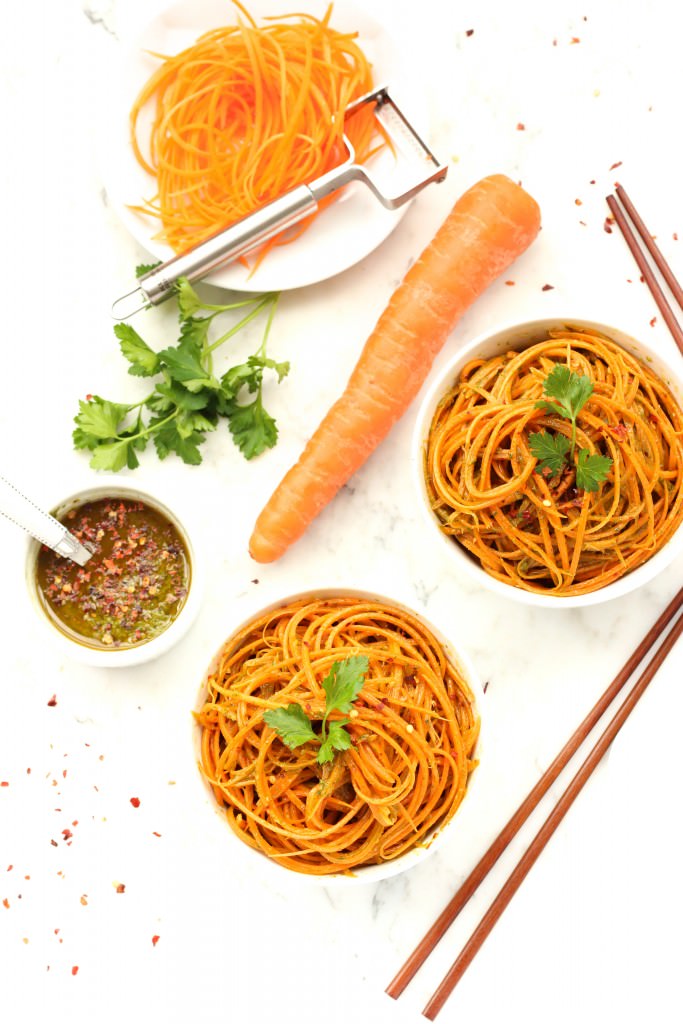 Carrot Noodles with Spicy Chimichurri Sauce