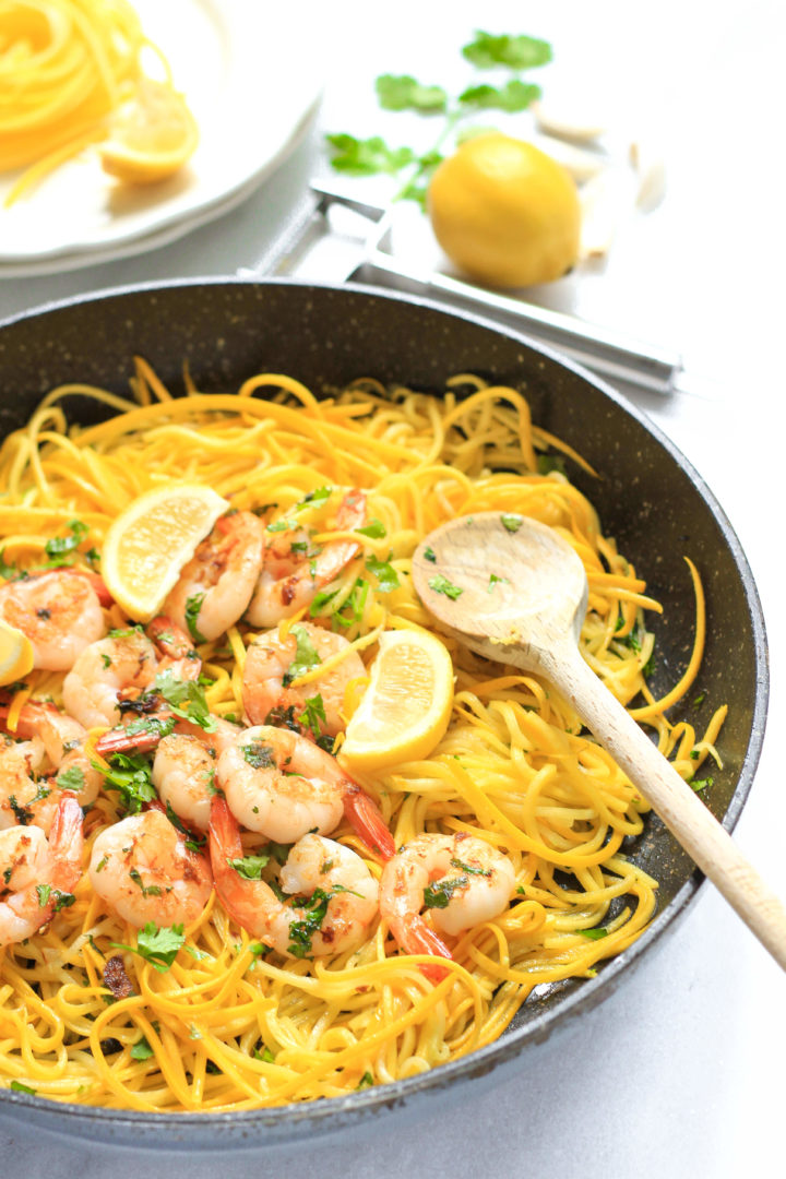 Garlic Butter Shrimp with Yellow Squash Noodles