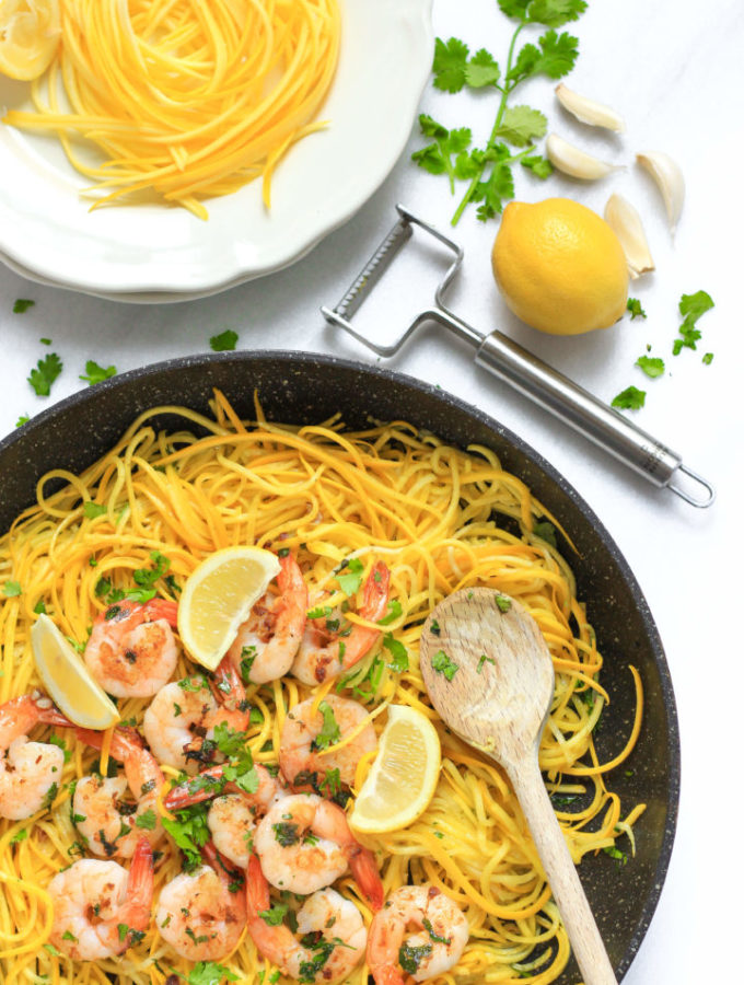Garlic Butter Shrimp with Yellow Squash Noodles