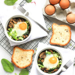 Baked Eggs with Spinach and Mushrooms