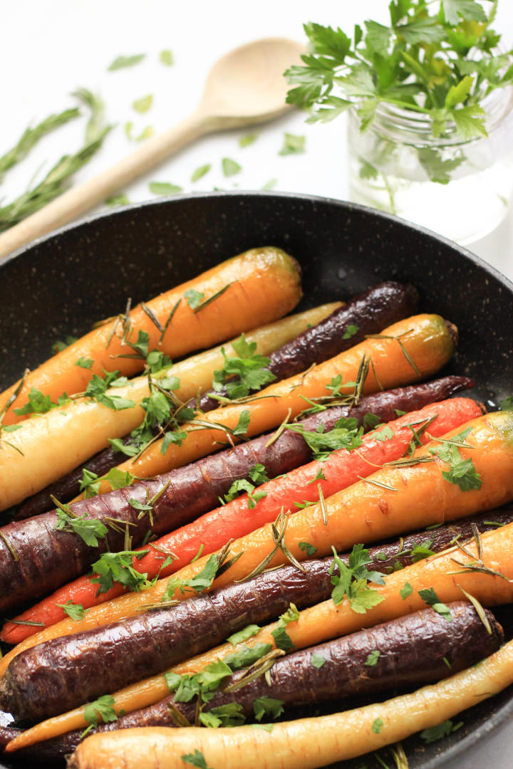 Roasted Rainbow Carrots with Rosemary and Parsley