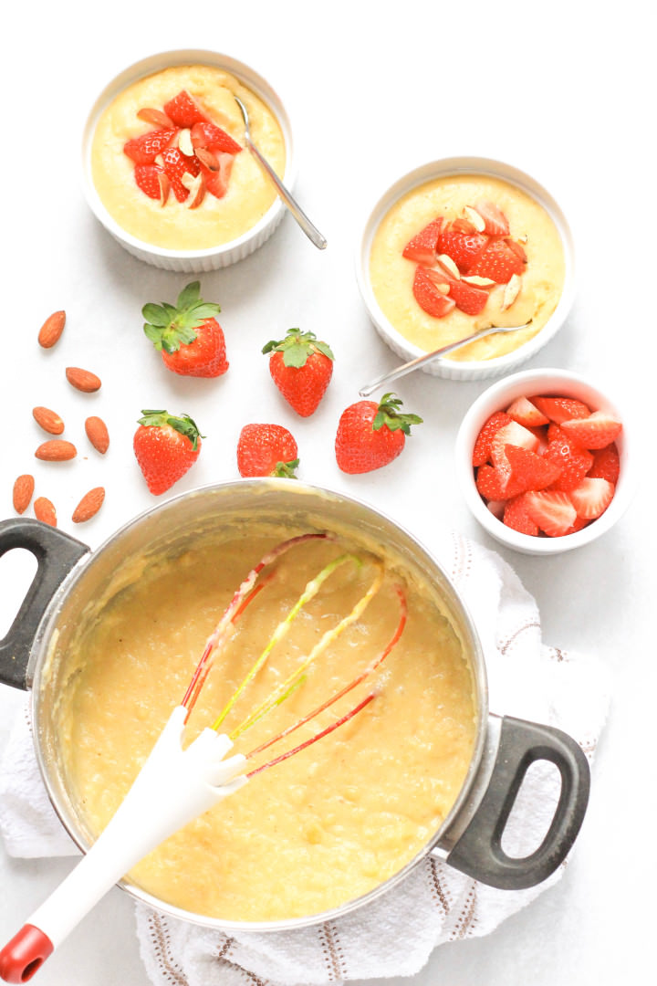 Creamy Breakfast Polenta with Strawberries & Almonds