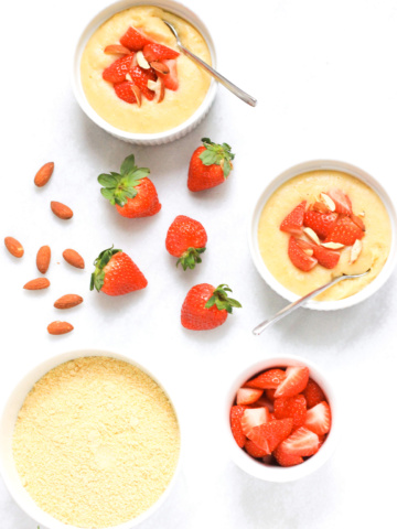 Creamy Breakfast Polenta with Strawberries & Almonds