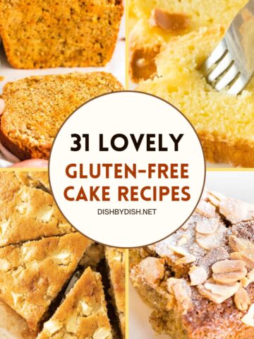 Collage of images of gluten-free cakes