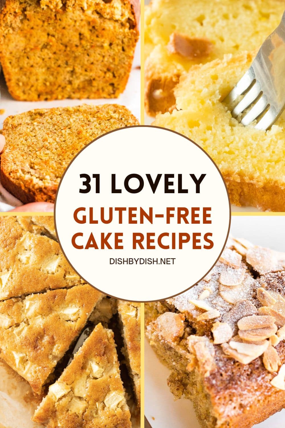 Collage of images of gluten-free cakes