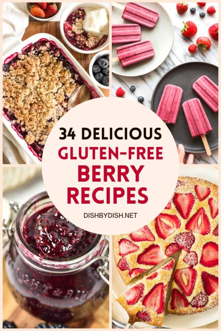 Collage of images of berry recipes