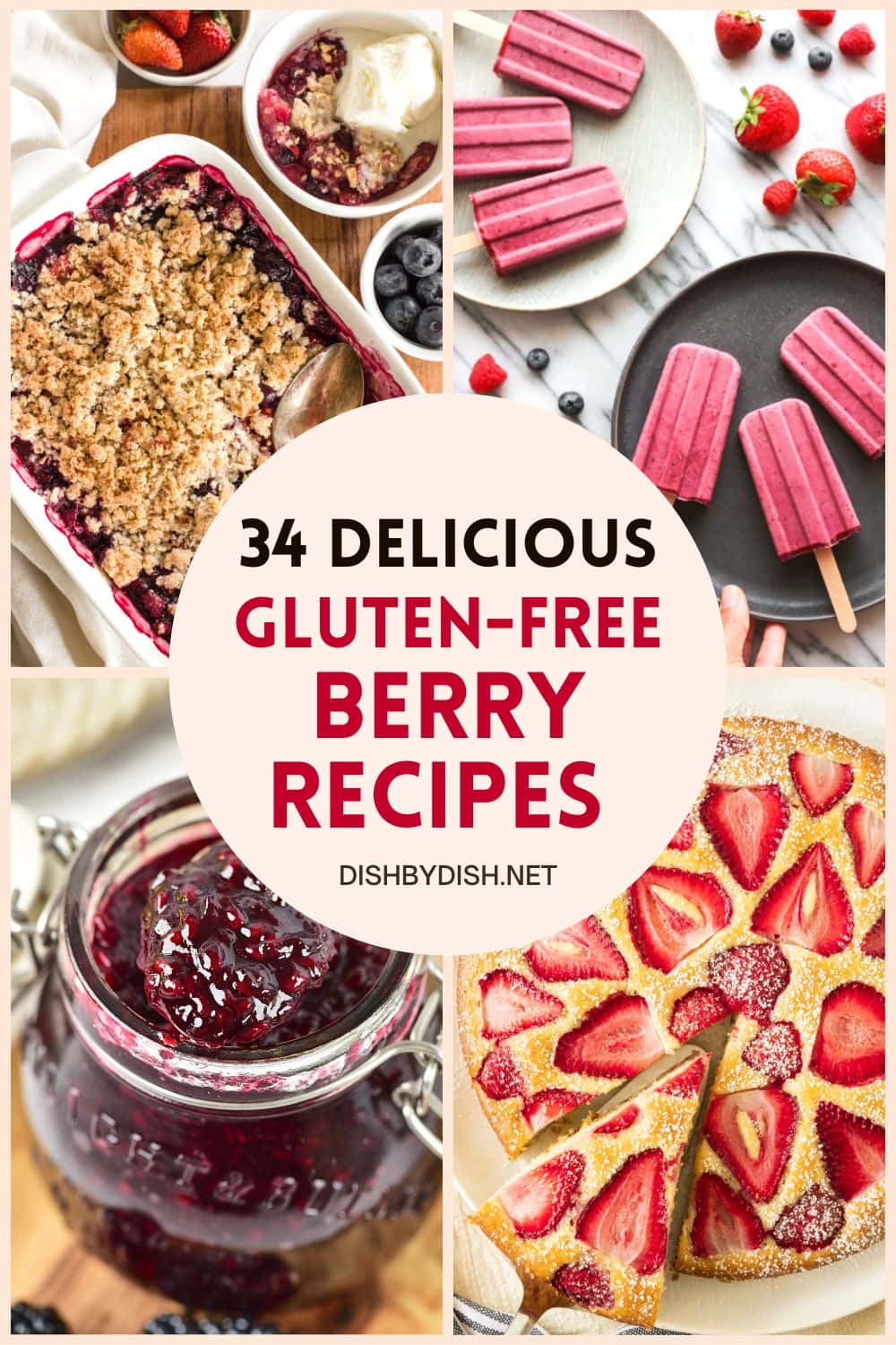 Collage of images of berry recipes