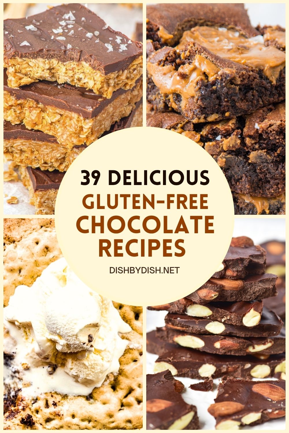 Collage of images of gluten-free chocolate desserts