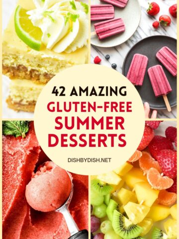 Collage of images of gluten-free summer desserts