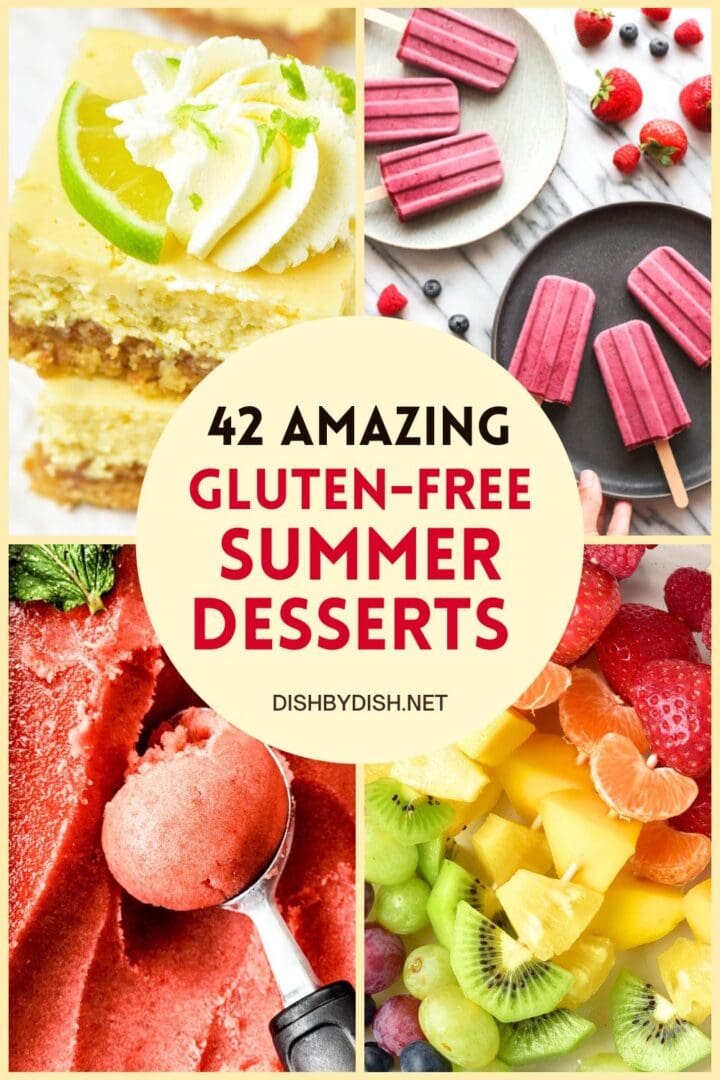 Collage of images of gluten-free summer desserts