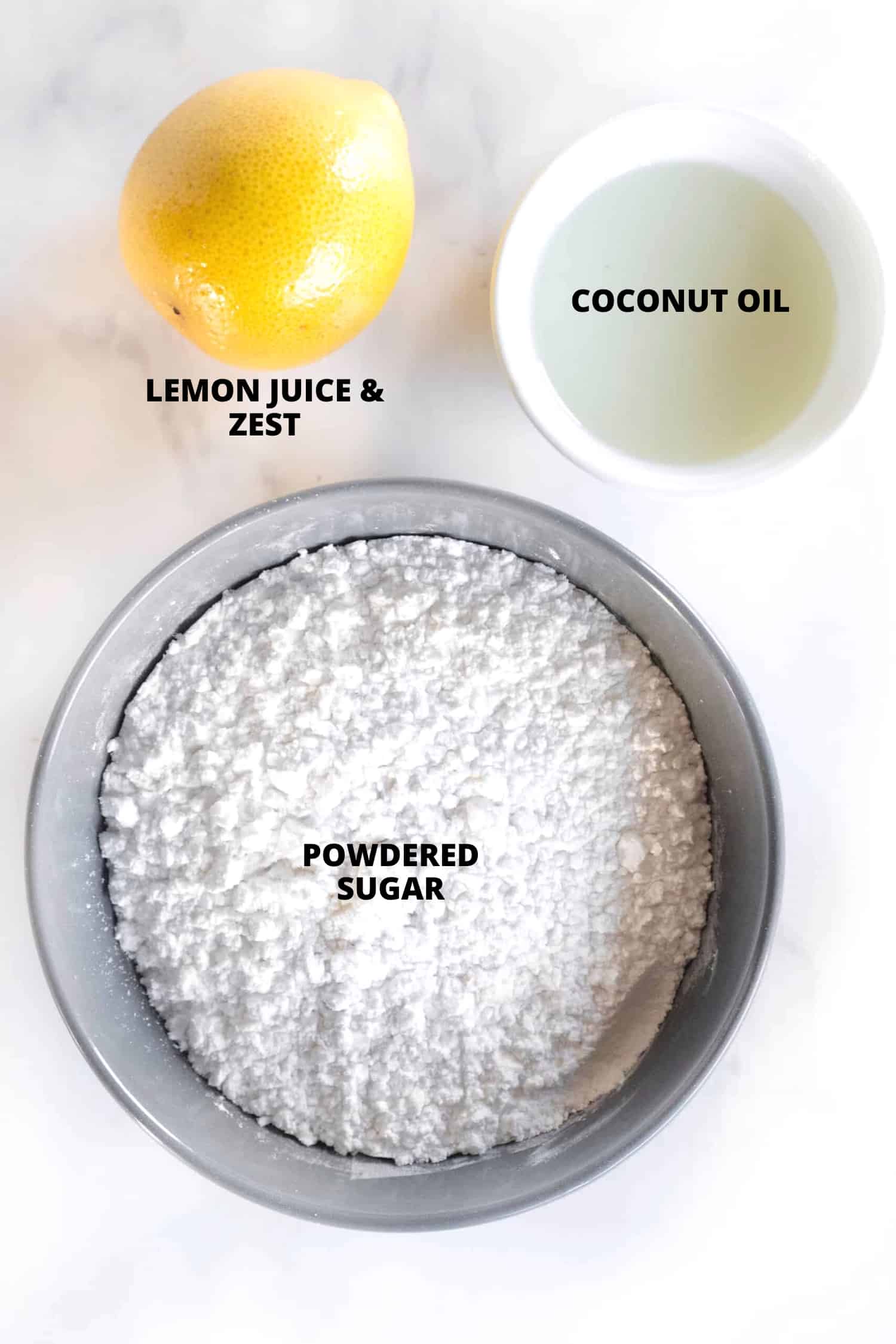 Ingredients for lemon frosting.