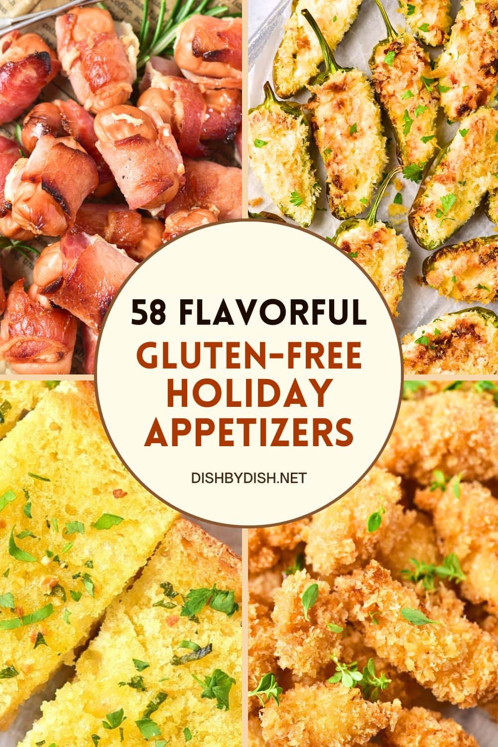 Collage of images of gluten-free holiday appetizers