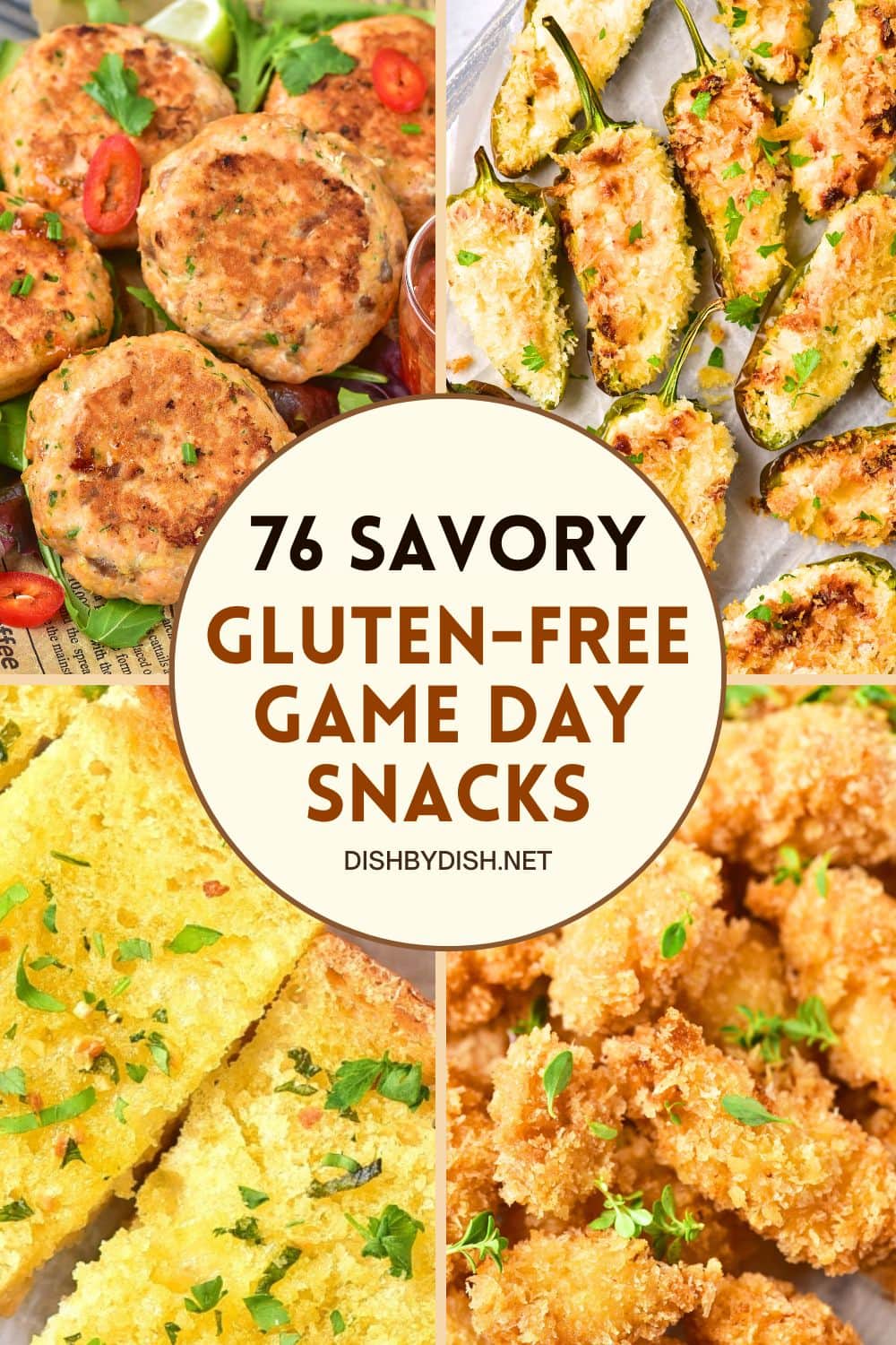 Collage of images of savory snacks