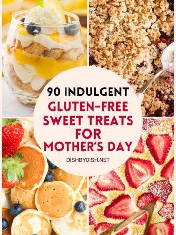 Collage of images of sweet treats for Mother's day
