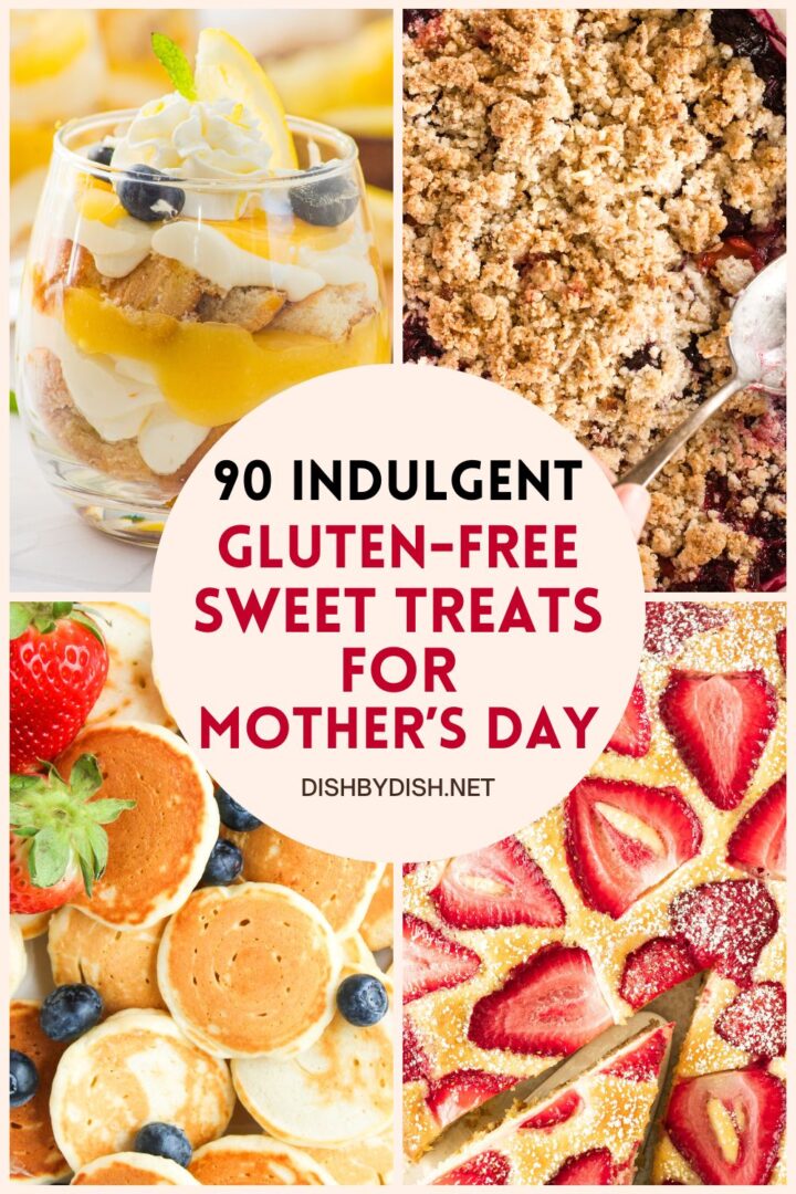 Collage of images of sweet treats for Mother's day