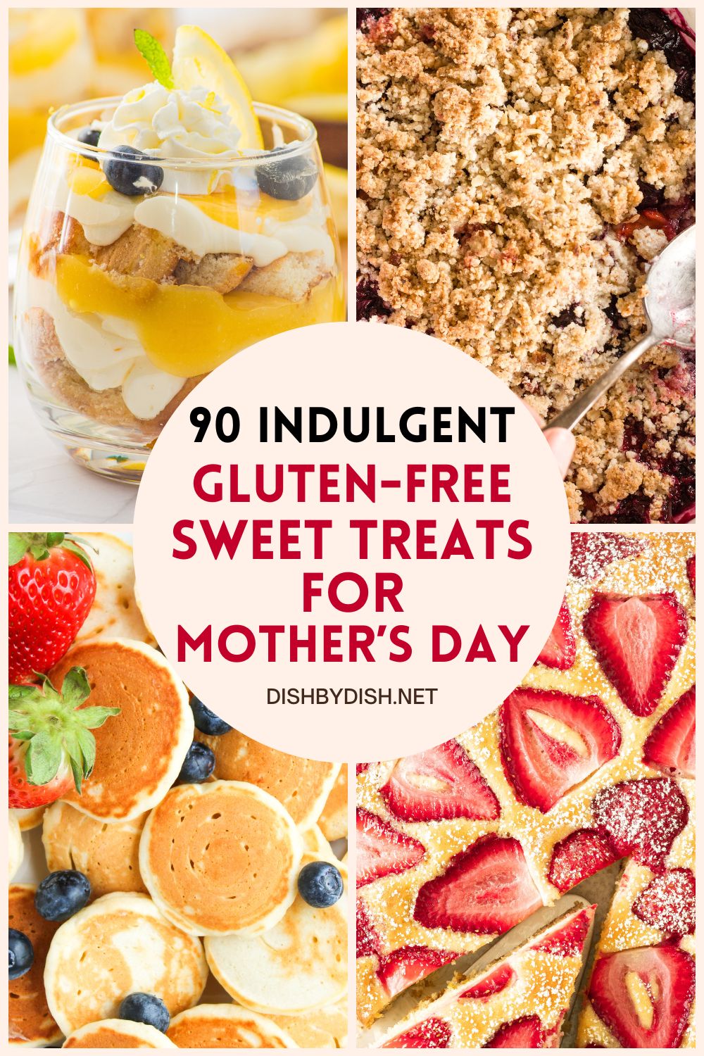 Collage of images of sweet treats for Mother's day