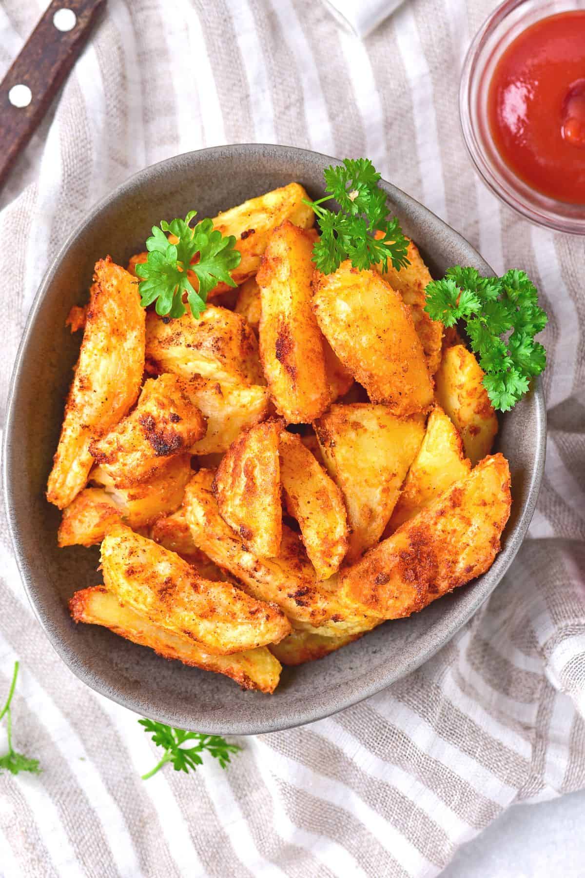 Crispy Air Fried Potato Wedges (GlutenFree, Vegan) Dish by Dish