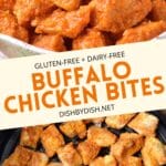 Collage of buffalo chicken bites.