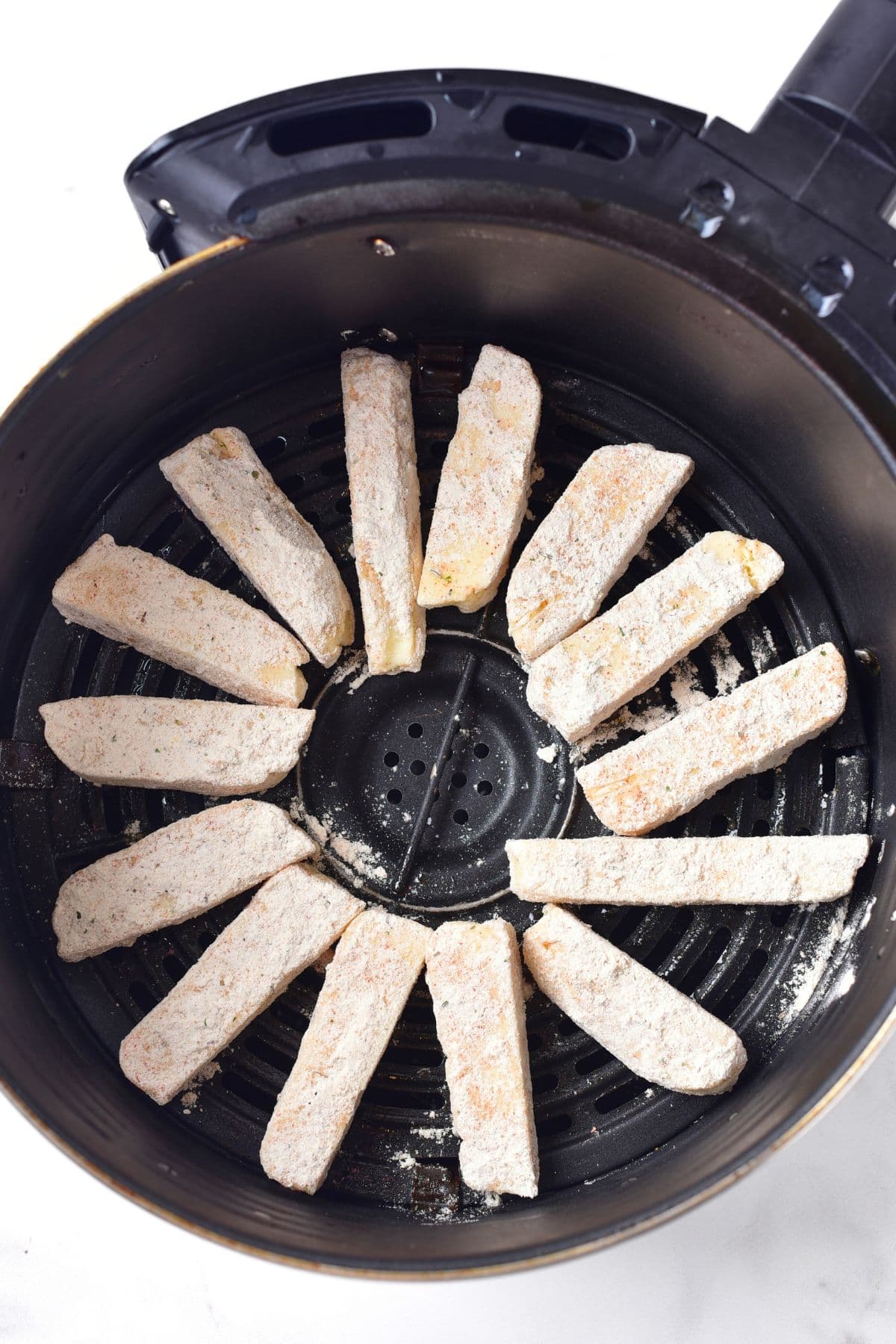 Halloumi Sticks in air fryer basket