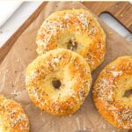 Top down view of bagels made with almond flour