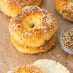 Almond flour bagels on parchment paper