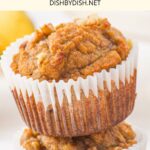 A stack of almond flour banana bread muffins
