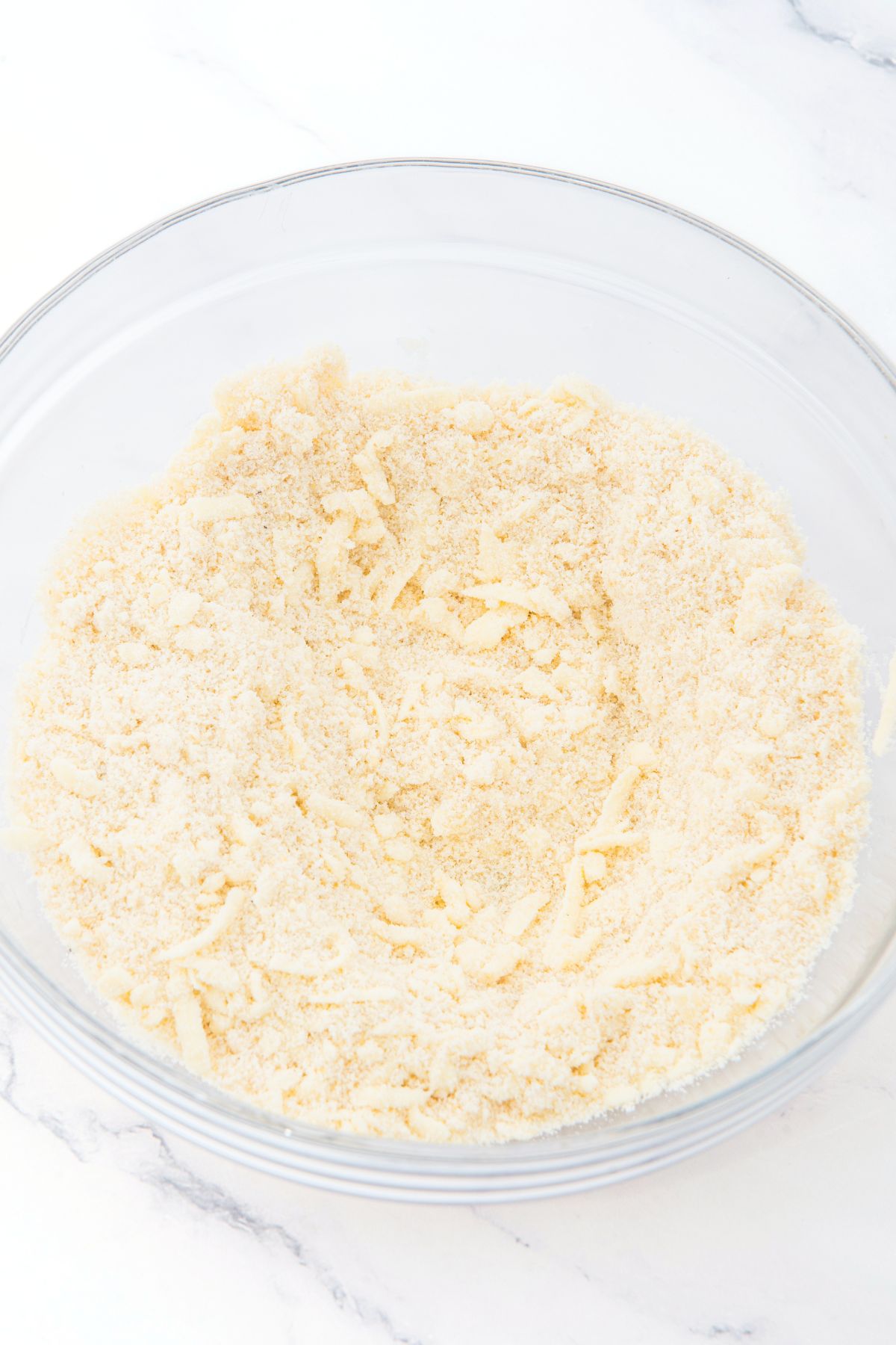 Butter cut into almond flour mixture