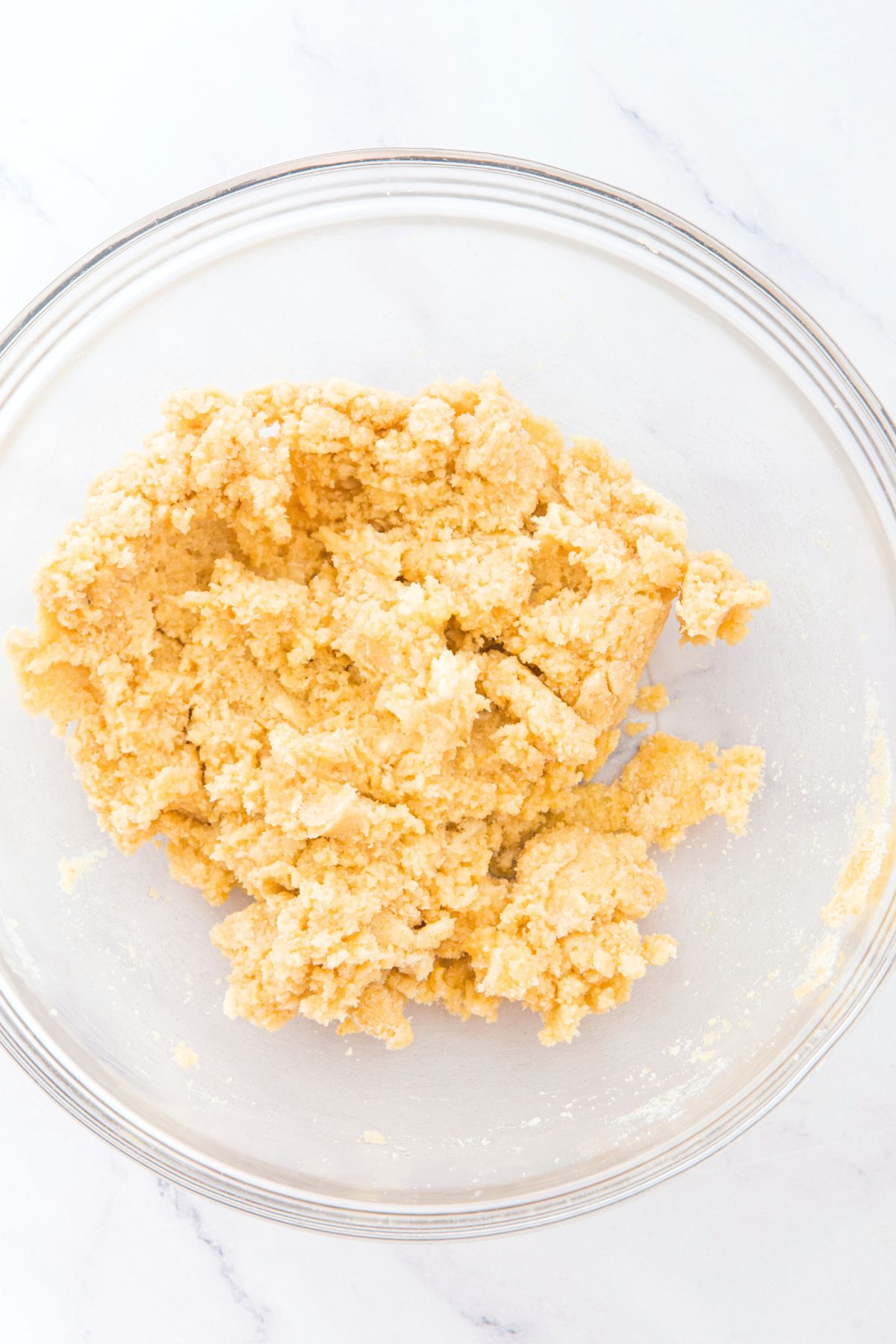 Almond flour cobbler dough in glass bowl