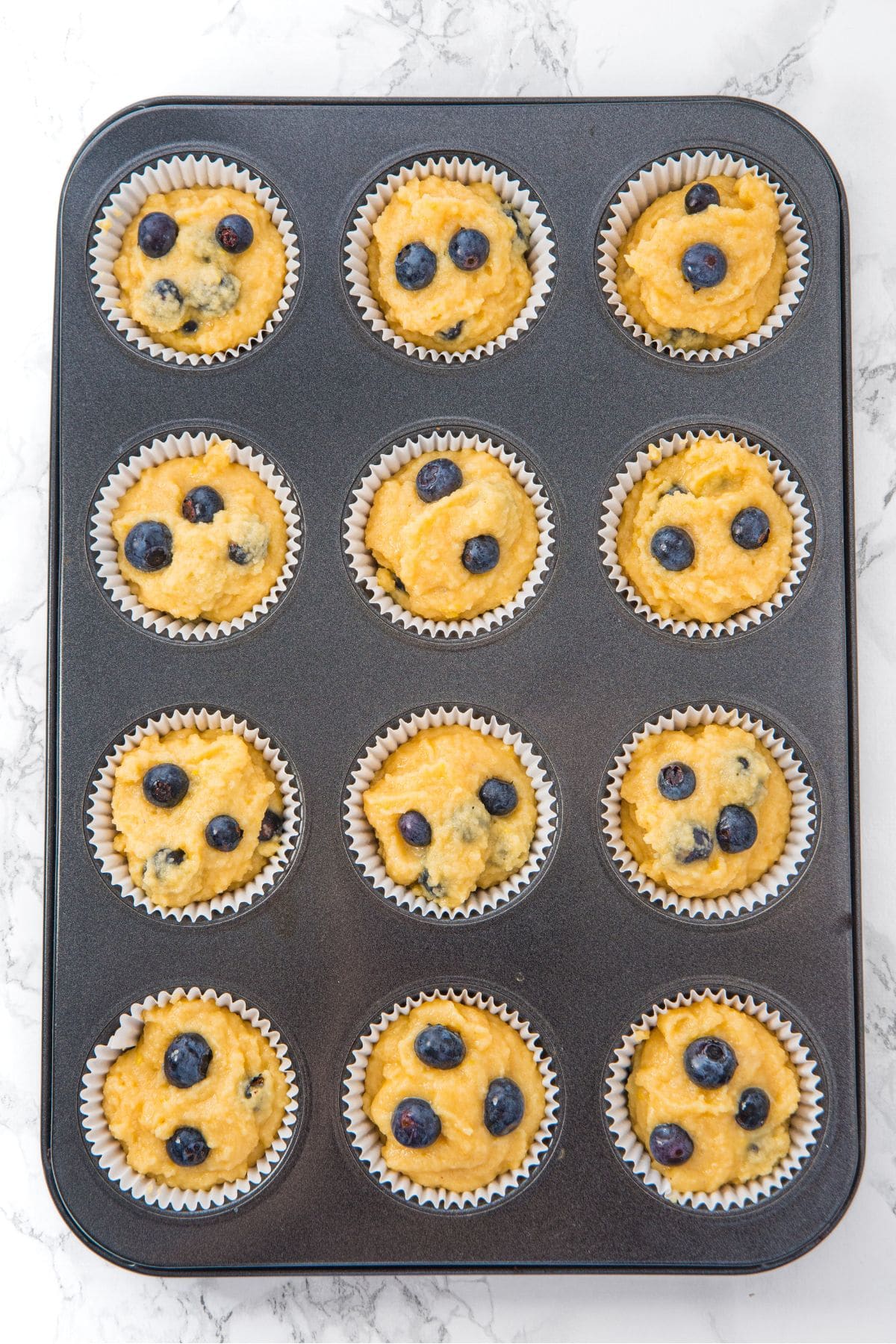 Muffin batter in muffin liners 
