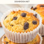 A stack of chocolate chip muffins