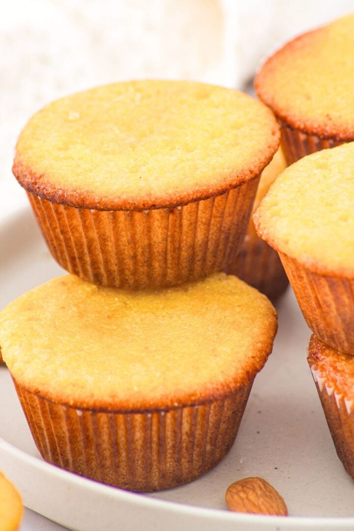 A stack of freshly baked homemade corn muffins
