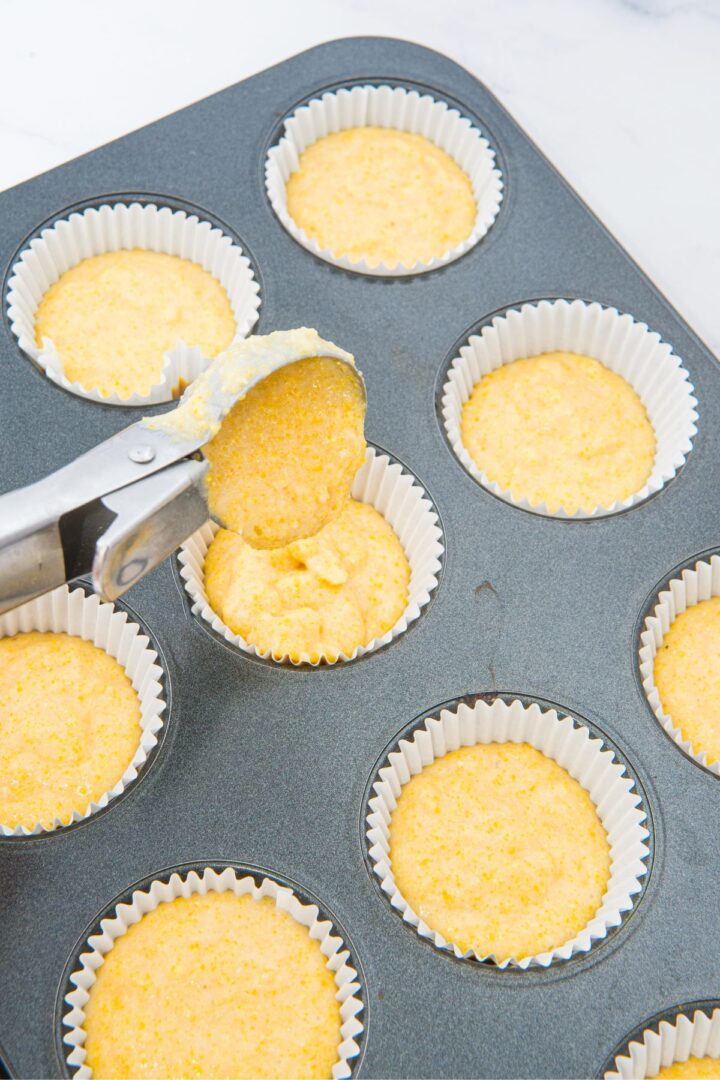 Transferring almond flour cornbread muffin butter to muffin pan