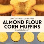 Collage of images of almond flour corn muffins