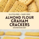 Collage of pictures of almond flour graham crackers.