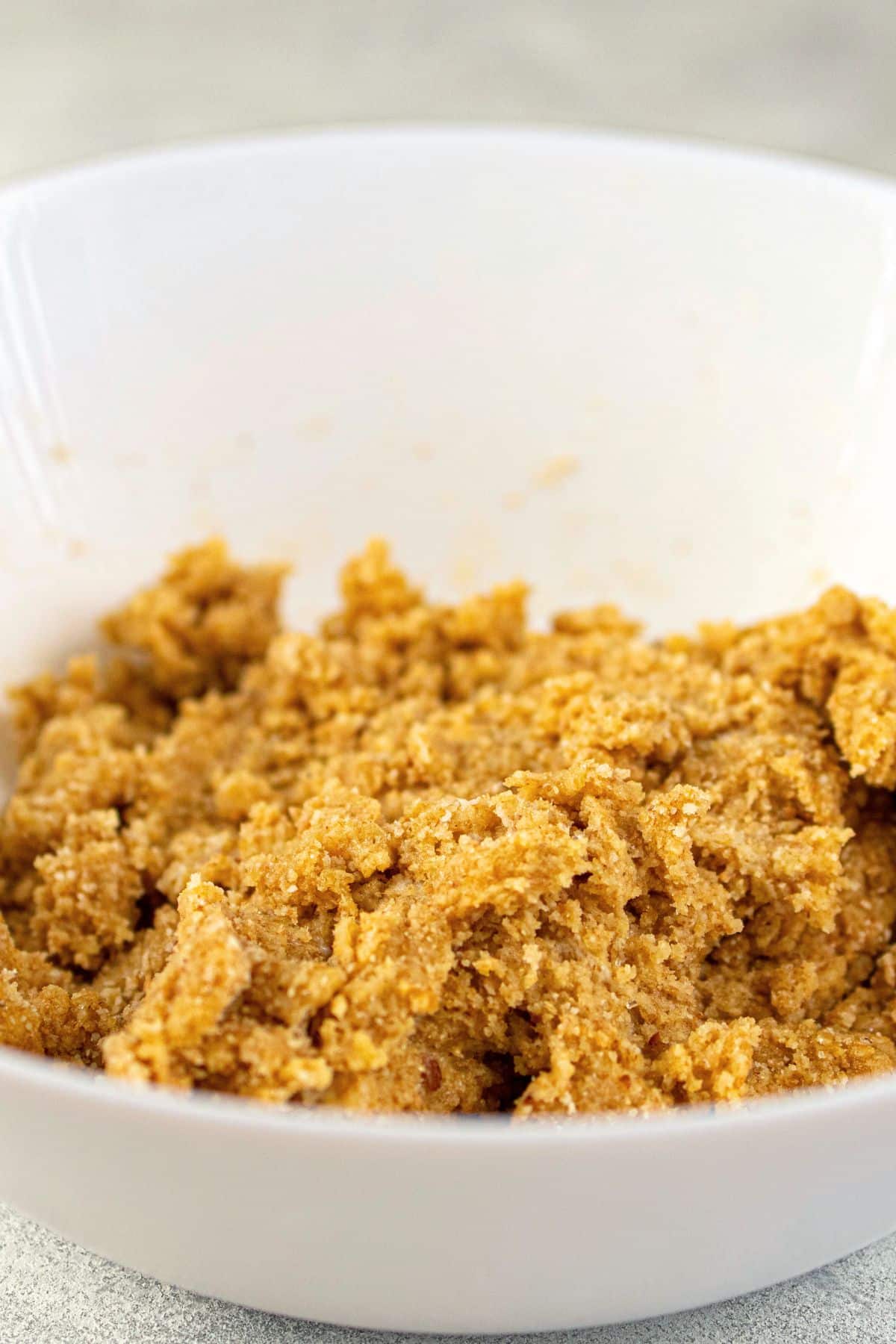 Graham cracker dough in a bowl.