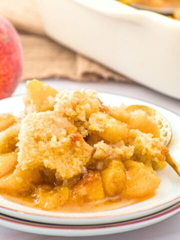 A plate of almond flour peach cobbler
