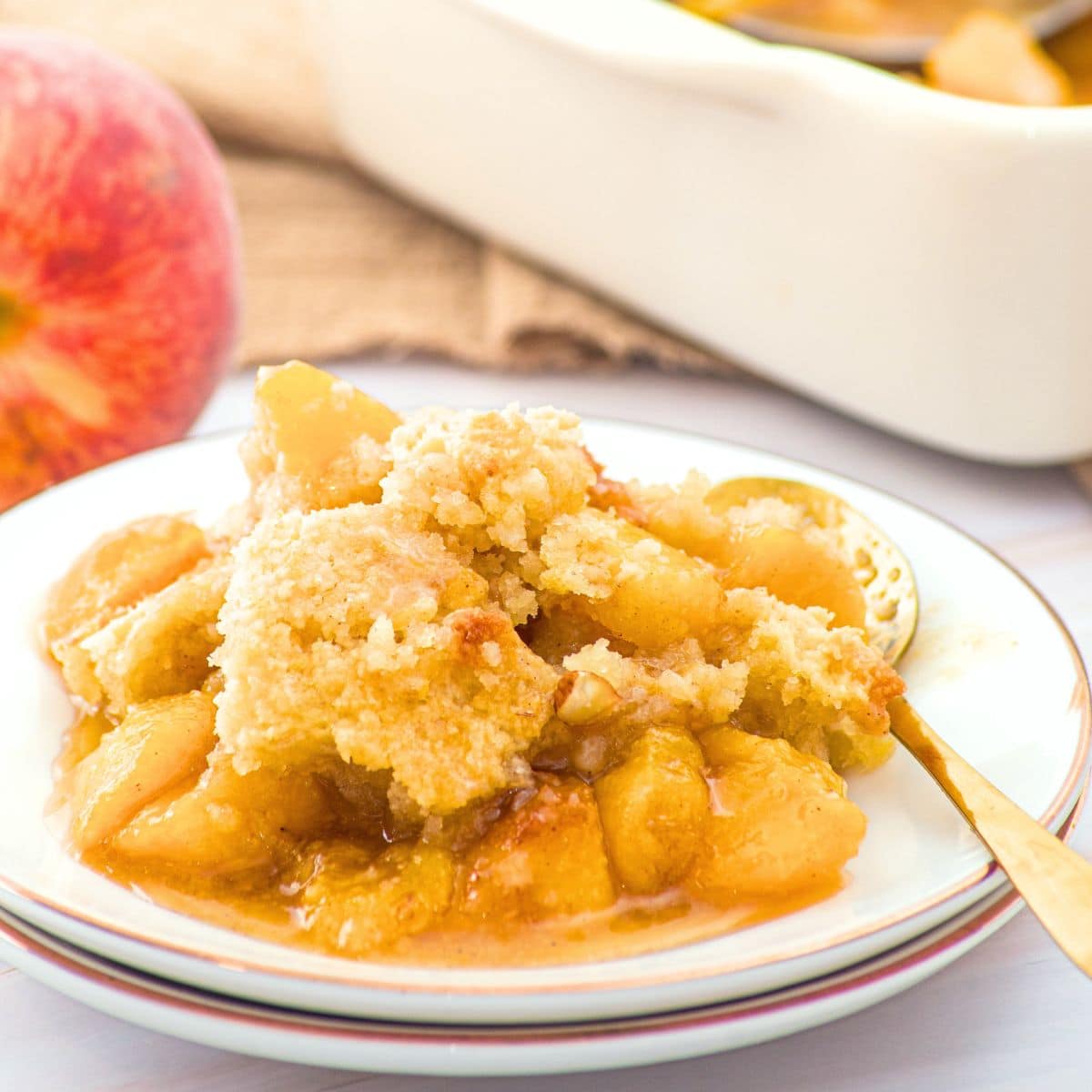 A plate of almond flour peach cobbler