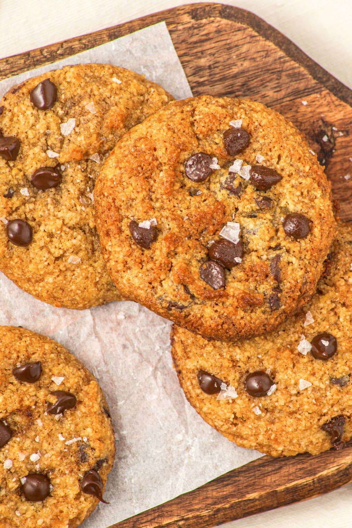 Pumpkin Almond Flour Cookies (Gluten-Free, Dairy-Free) Top down view of pumpkin almond flour cookies on parchment paper.