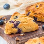 Up close view of blueberry almond flour scones