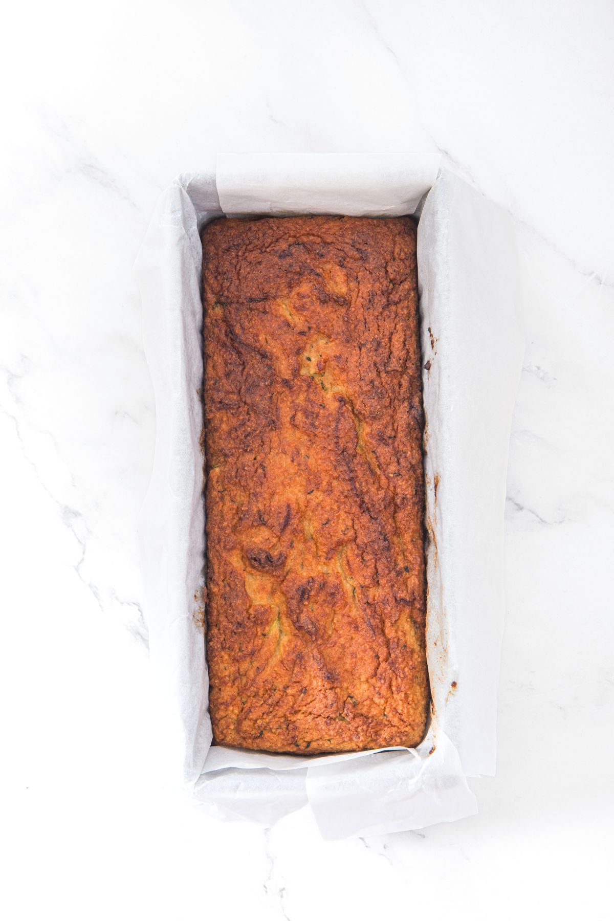 Freshly baked zucchini bread in pan