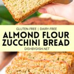 Collage of images of dairy-free zucchini bread
